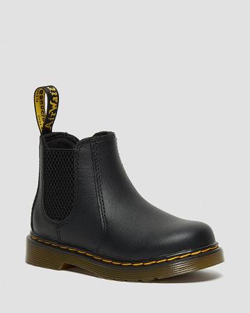 Black Kids' Dr Martens Infant/Toddler 2976 Softy T Leather Chelsea Boots | CA 666VRW